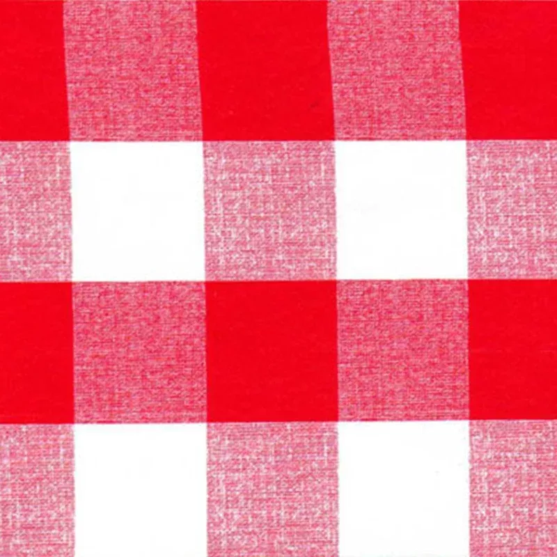 Home Decor Fabric – Utility – Printed Tablecloth Vinyl – Check FL-317 – Red