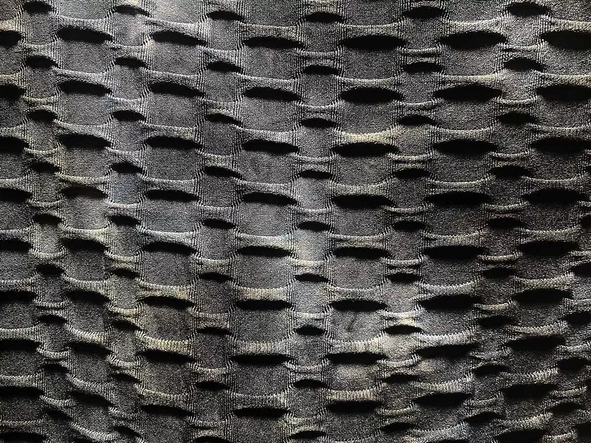 Honeycomb Knit - Black and Grey Tie-Dye Textured Knit Fabric