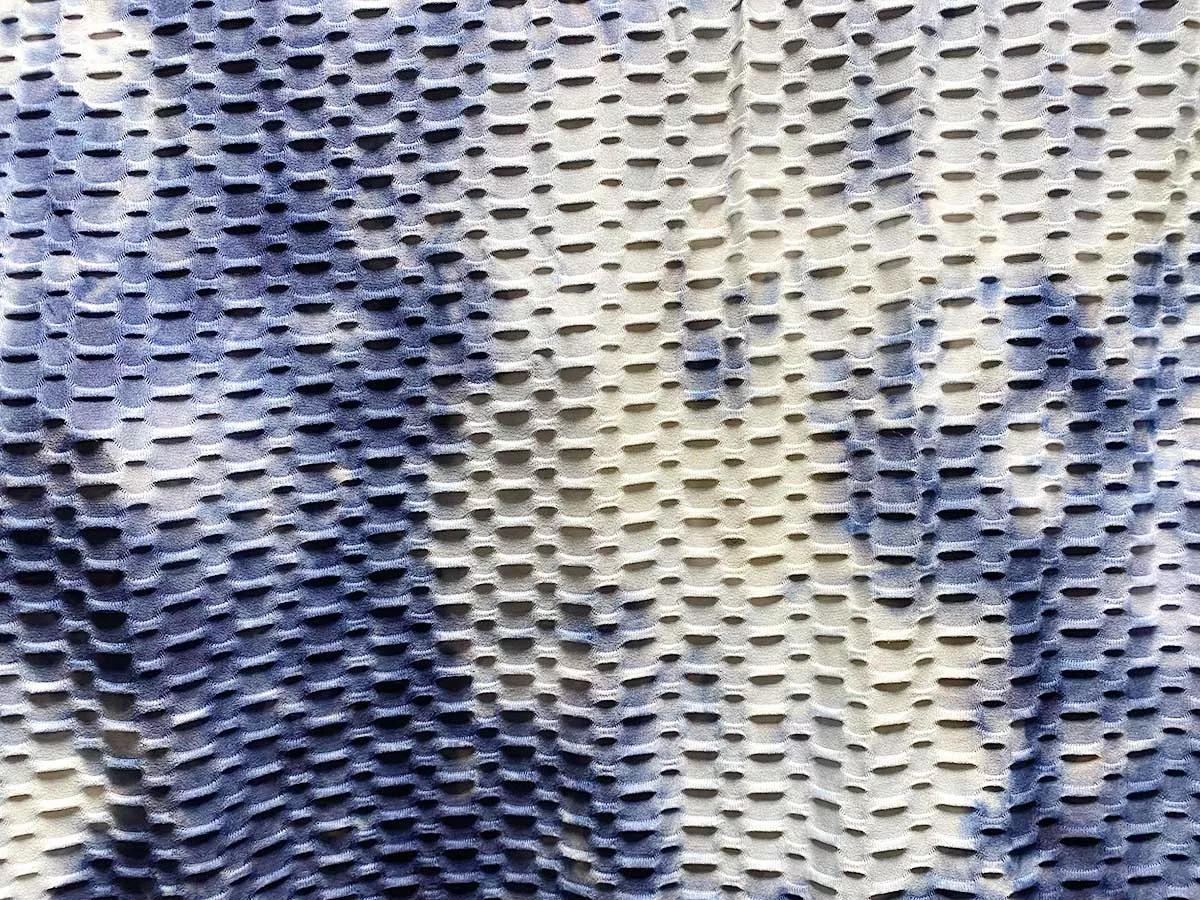Honeycomb Knit - Veesh Blue Tie-Dye Textured Knit Fabric