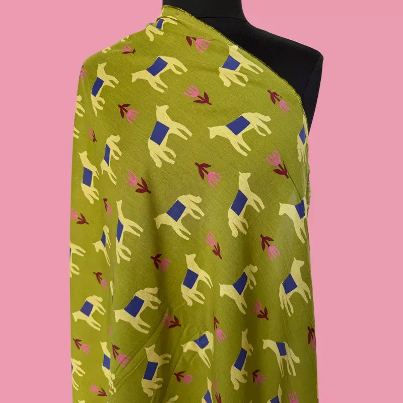 Horses in Chartreuse by En Marte – Organic Cotton
