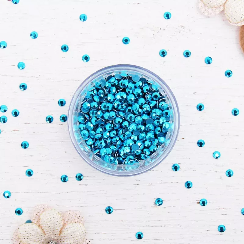 Hot Fix Metallic Rhinestones 2mm Blue Zircon