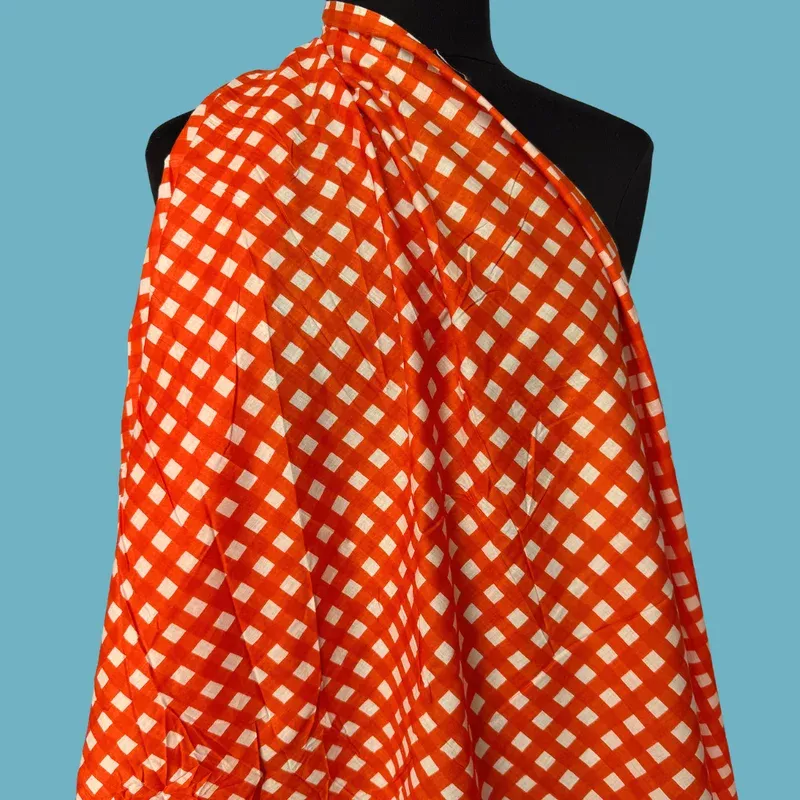 Hot Orange Gingham – Cotton Screen Print