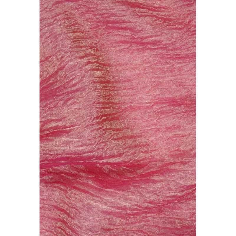 Hot Pink Gold Metallic Crushed Organza Fabric