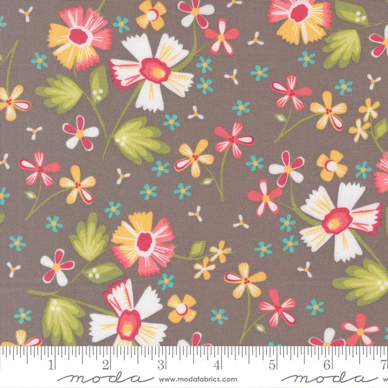 In The Garden Slate Garden Flowers Yardage by Corey Yoder for Moda Fabrics
