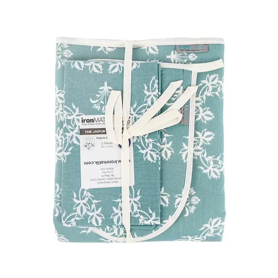 ironMATIK Jaipur Blue Ironing Mat and Glove Bundle