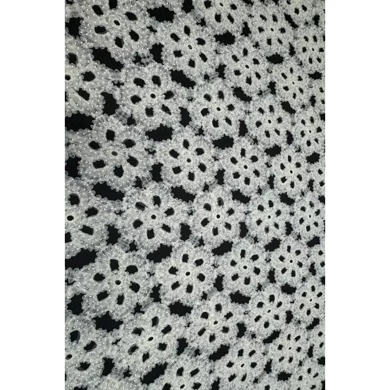 Ivory Beaded Floral Cut on Tulle