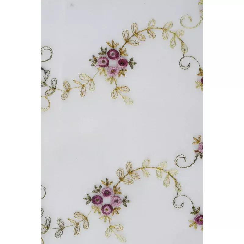 Ivory Embroidered Organza Silk 172 Fabric