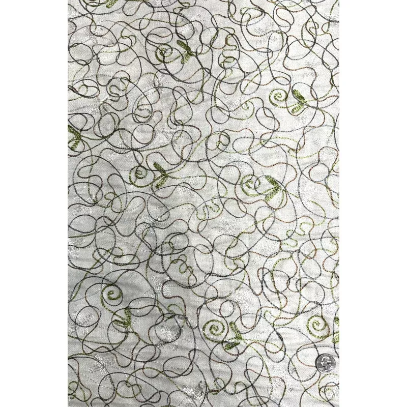 Ivory Embroidered Silk Linen MEMT-024