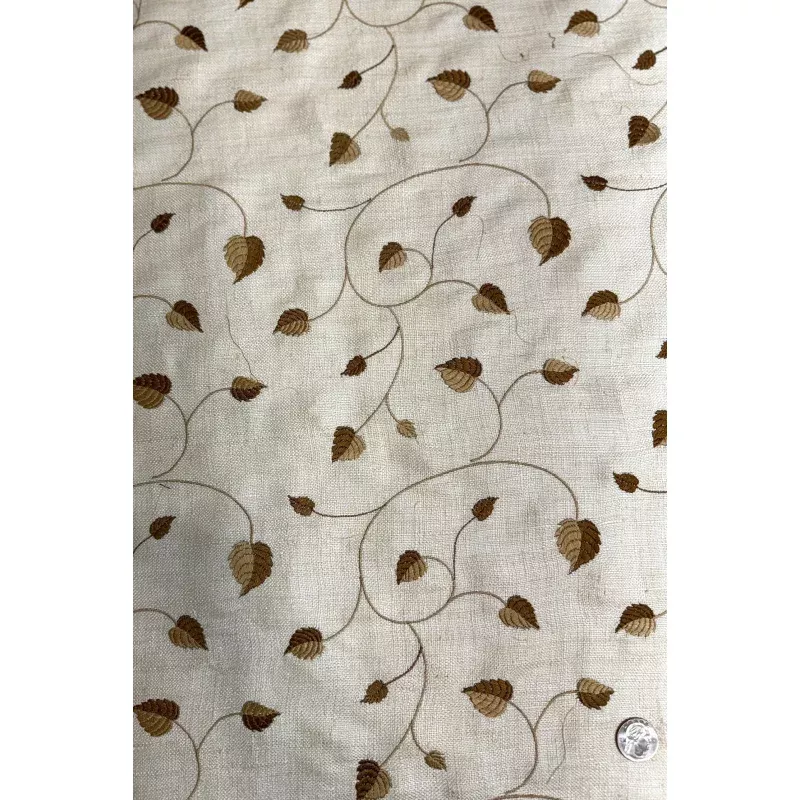 Ivory Embroidered Silk Linen MEMT-027-01