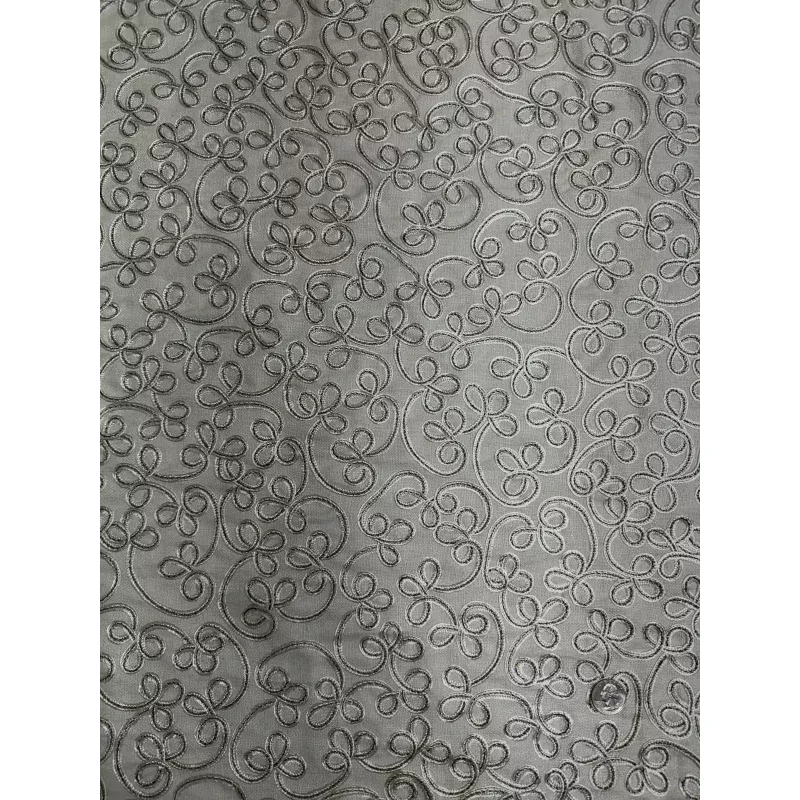 Ivory Green Embroidered Silk Linen MEMT-020-07