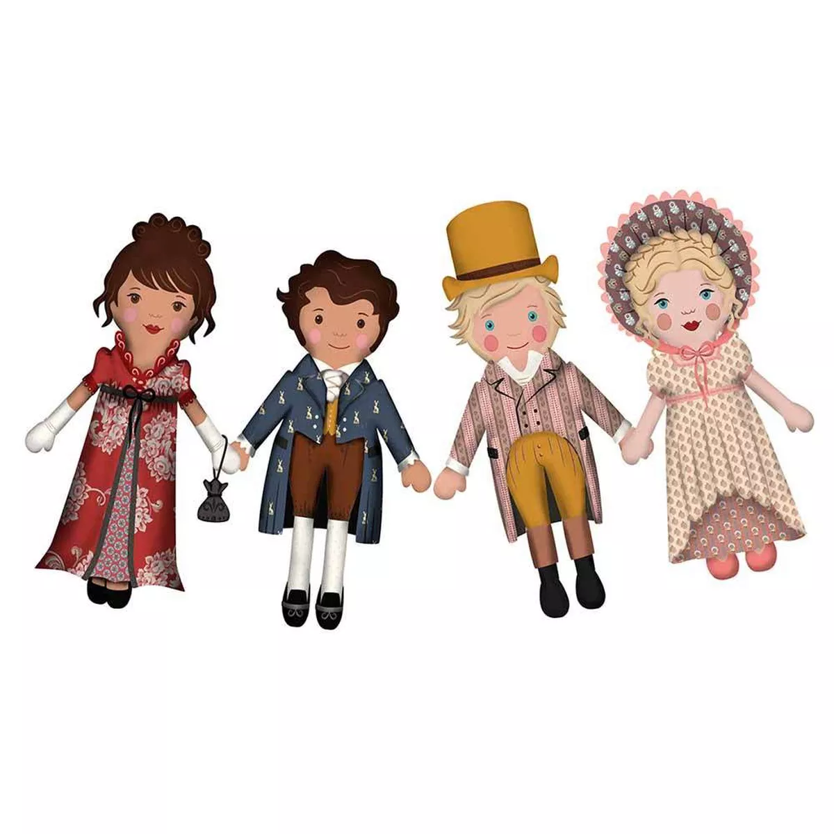 Jane Austen Ladies & Gents Dolls - Machine Embroidery USB