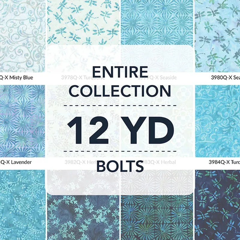 Jdj – Seaside Blue Jacqueline de Jonge 12YDSEASIDEBLUE-X Multi 12Yd Assortment Batik Cotton