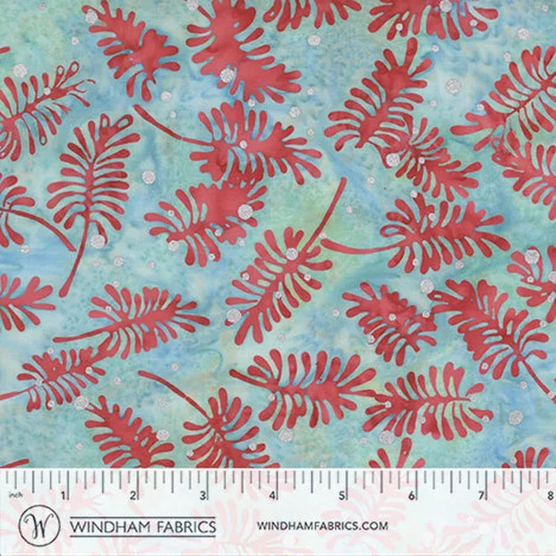 Jdj – Wonderful Feeling Jacqueline de Jonge 3913QM-X Pine Leaves Misty Blue Batik Cotton