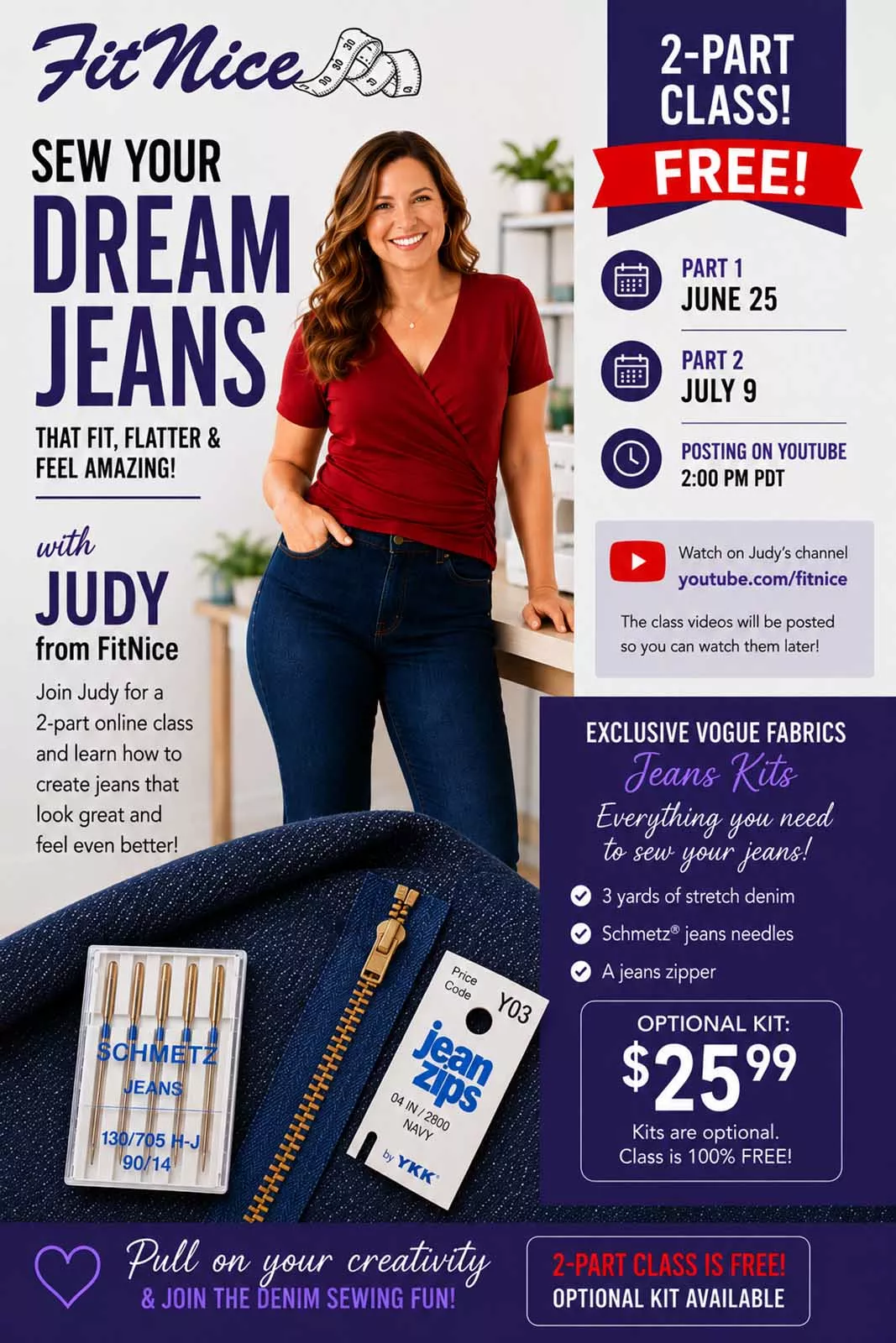 Jeans Kit for the Free YouTube FitNice Jeans Class
