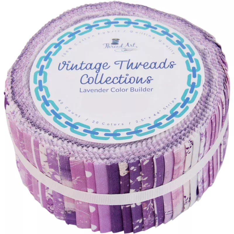 Jelly Roll – 40 Precut Fabric Strips in Lavender Prints, Premium Cotton