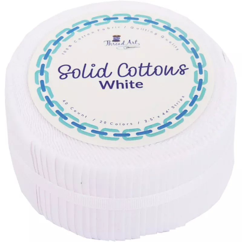 Jelly Roll – 40 Precut Fabric Strips in White, Premium Cotton