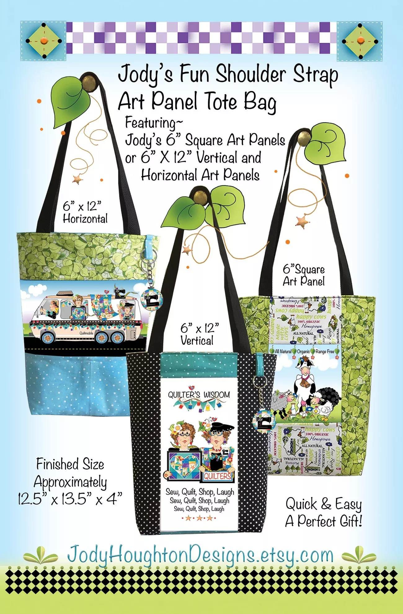 Jodys Fun Shoulder Strap Art Panel Tote Bag