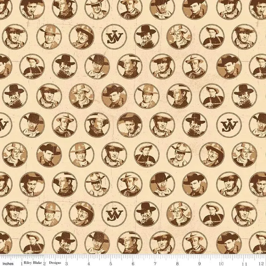 John Wayne American West Circles Cream 43″/44″ Fabric Per Yard