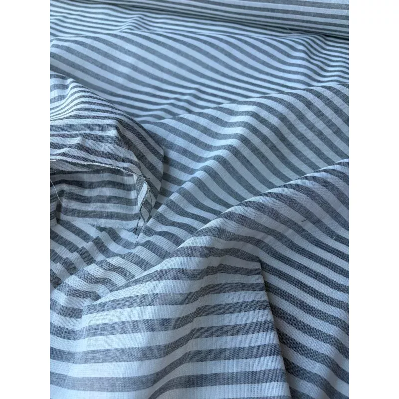 JOS 031 cotton linen stripes black/naturel