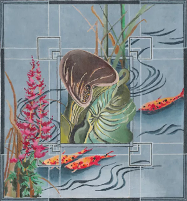 Joy Juarez – Brown Calla Lily, Astilbe and Koi Fish