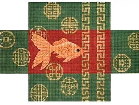 JP Needlepoint – Goldfish and Coins Brick Cover