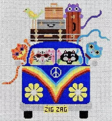 JP Needlepoint – Rainbow Cats Zig Zapping Away