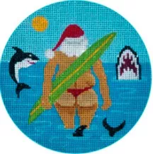 JP Needlepoint – Surfing Santa