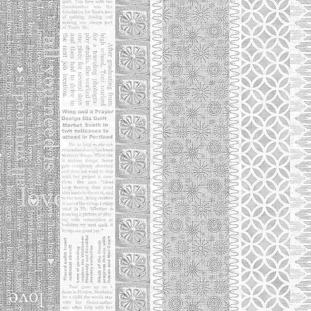 JT-CD1682-Grey OPPOSITES ATTRACT Newspaper Pattern Love Stripe