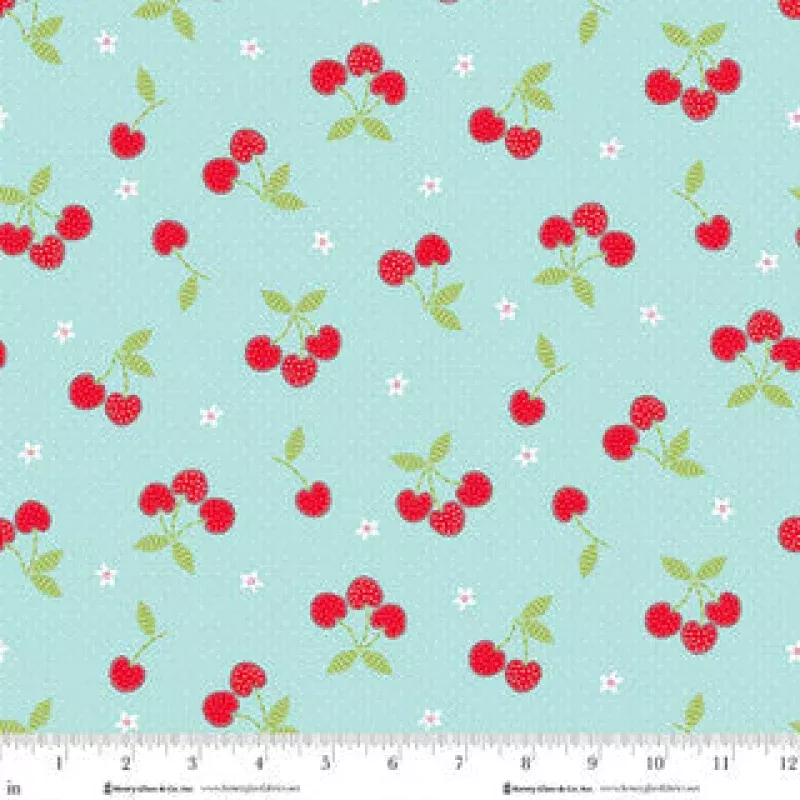 Jubilee Blue All Over Cherries Cotton 44" / 45" Fabric per yard