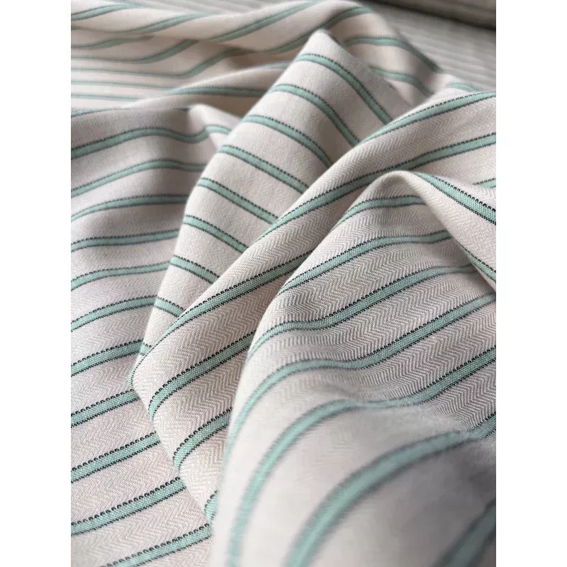 JUNO 011 Gauze stripes ecru/green