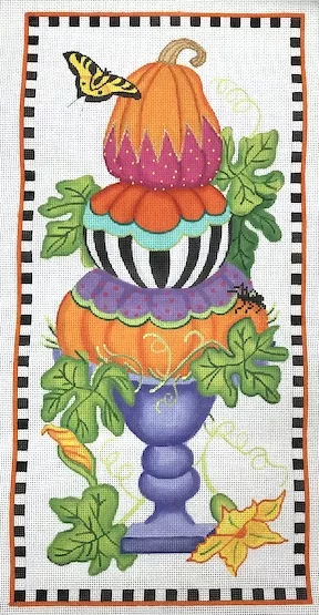 Kate Dickerson Needlepoint – Funky Punkins Tall Topiary