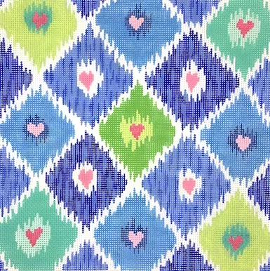 Kate Dickerson Needlepoint – Ikat Diamonds and Hearts