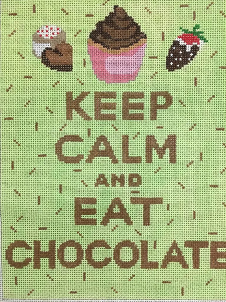 Kate Dickerson Needlepoint – Keep Calm & Eat Chocolate
