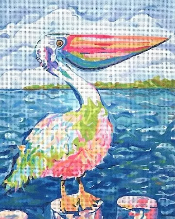 Kate Dickerson Needlepoint – King Pelican on Piling
