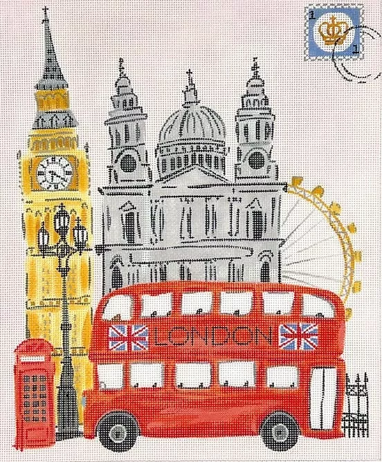 Kate Dickerson Needlepoint – London w/Double Decker Bus
