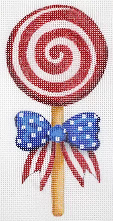 Kate Dickerson Needlepoint – Patriotic Mini Lollipop with Bow