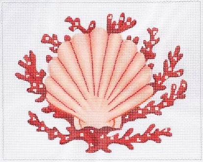 Kate Dickerson Needlepoint – Scallop and Coral