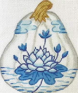 Kate Dickerson Needlepoint – Short Gourd Shape with Lotus Flower