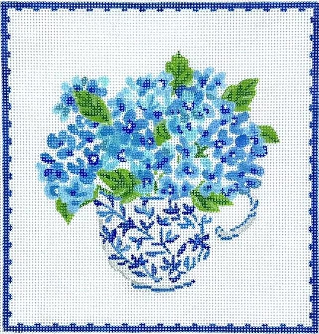 Kate Dickerson Needlepoint – Single Blue & White Teacup