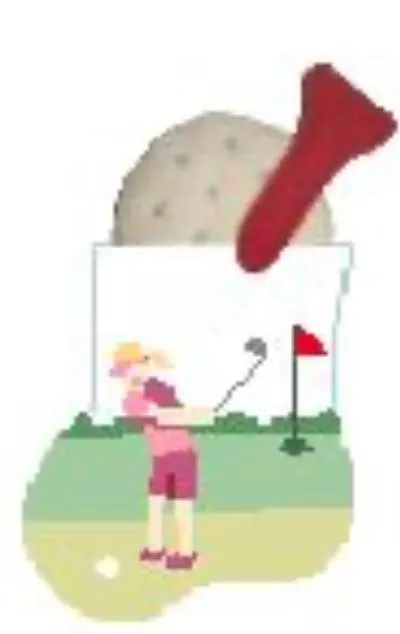 Kathy Schenkel Designs- Female Golfer with Golf Ball