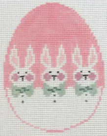 Kathy Schenkel Designs- Large Egg, Bunnies – Pink