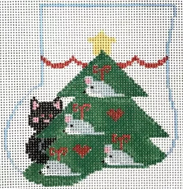 Kathy Schenkel Designs – Mouse Tree Mini Sock with Black Kitty