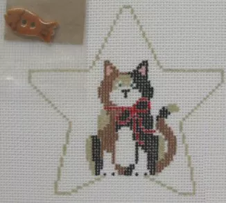 Kathy Schenkel Designs – Star Ornament, Calico Cat