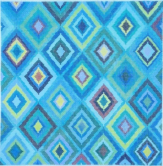 KCN Designers – Multicolored Diamond Pillow-Blue