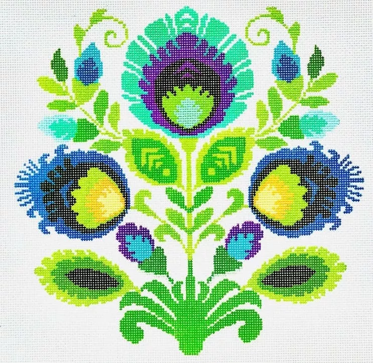 KCN Designers – Polish Folk Design – Teal Flower