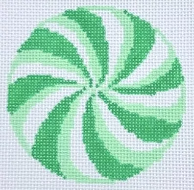 KCN Needlepoint – Green Peppermint Round