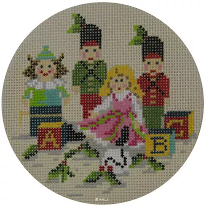 Kelly Clark Needlepoint – Antique Toys on Cream