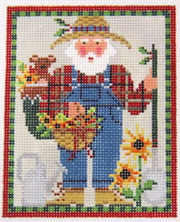 Kelly Clark Needlepoint – Gardening Santa