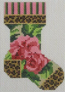 Kelly Clark Needlepoint – Micro Sock, Leopard & Rose