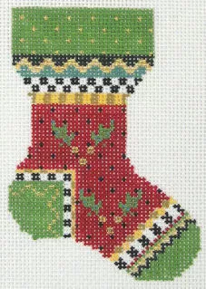 Kelly Clark Needlepoint – Micro Sock, Red Holly